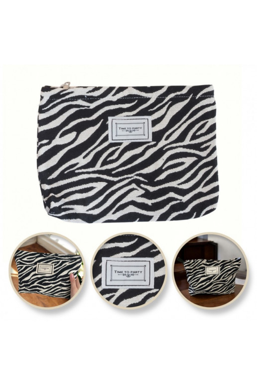 Cosmetics bag jednokomorowa zeberka czarno biała 25 x 5 x18 cm KS116