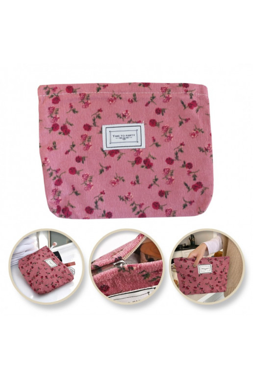 Cosmetics bag jednokomorowa pink w red uszki 25 x 5 x18 cm KS118