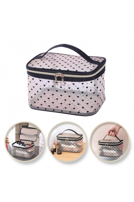 Cosmetics bag damska   black serca 12x21x13cm KS125