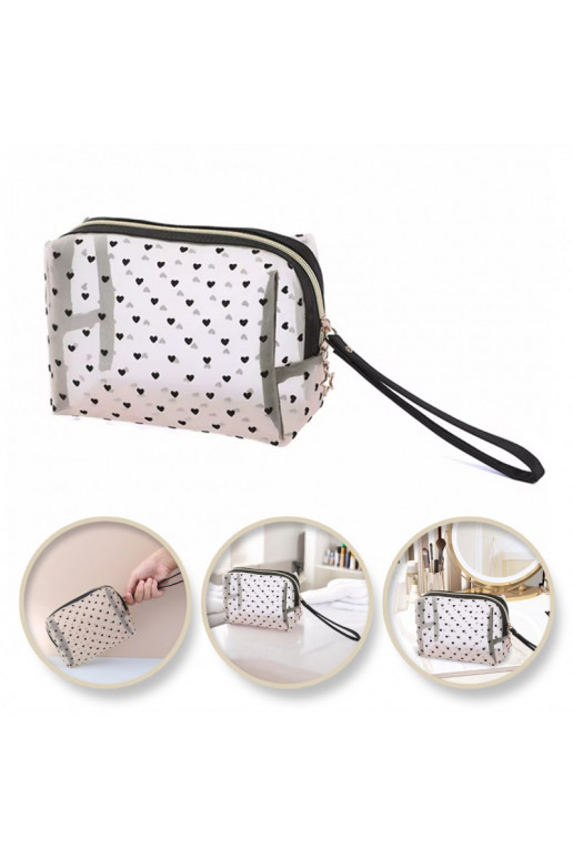 Cosmetics bag damska  black serca 12x18x8cm KS126
