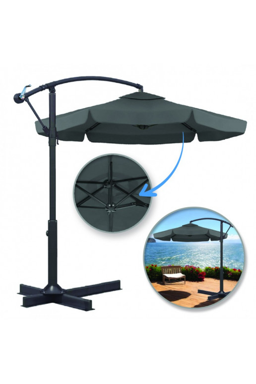 Parasol ogrodowy withwysięgnikiem Grafitowy 3,5 m. OGP04
