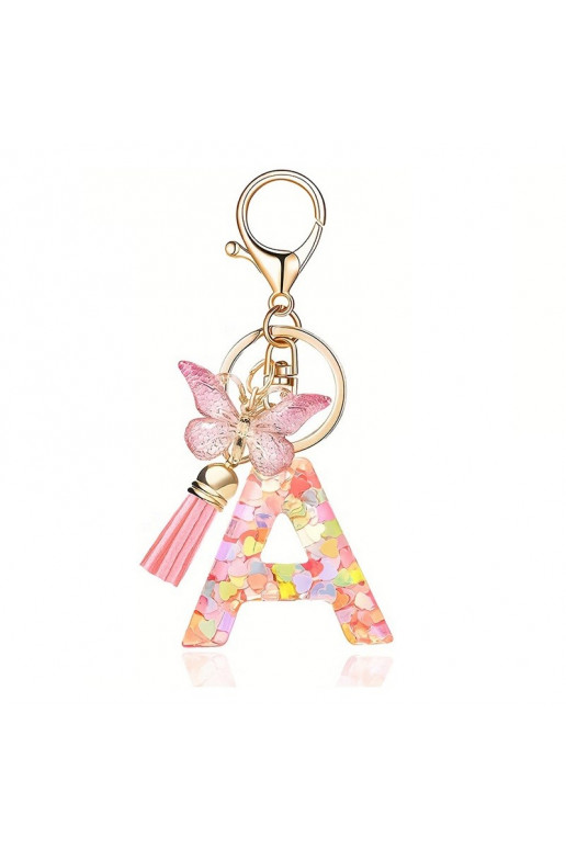 Keychain LITERKA "A" pink  serca BRL328A