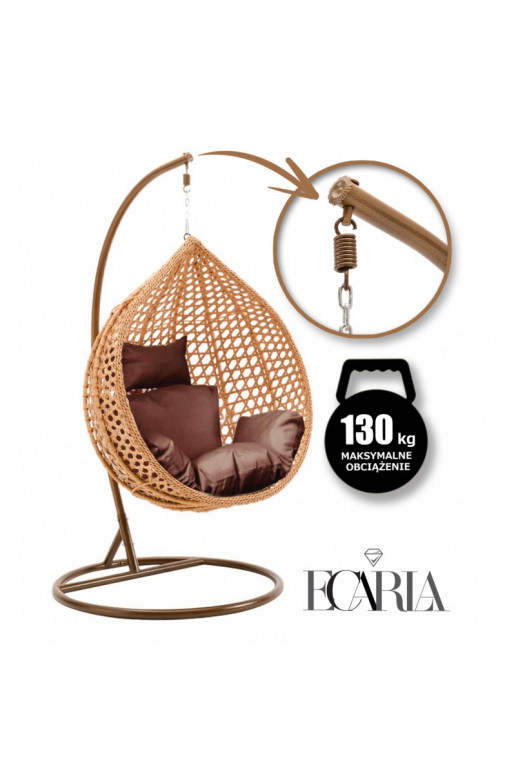 Fotel  huśtawka kokon withbrązowymi cushionmi KR28BR