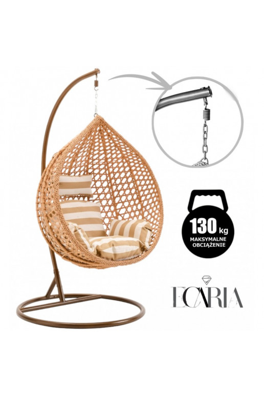 Fotel  huśtawka kokon withcushionmi w pasy KR28