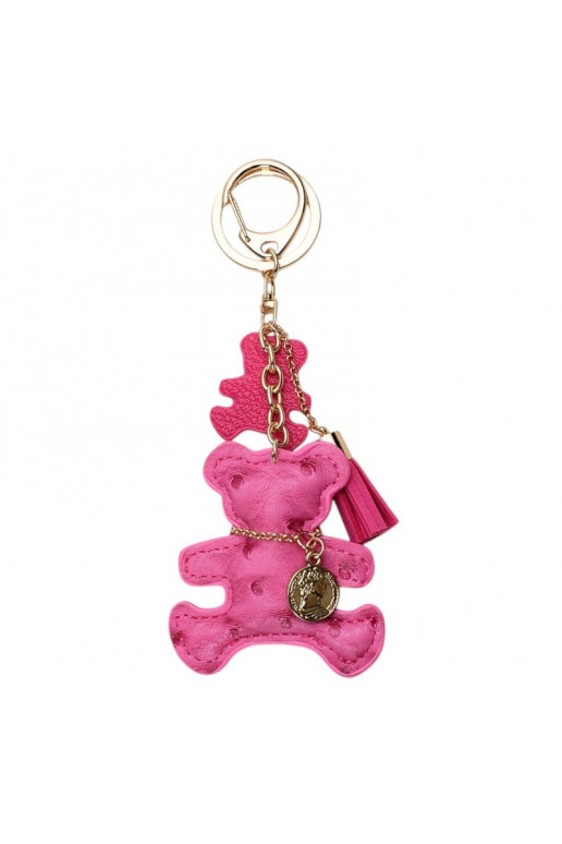Keychain skórzany  fuksja, frędzle BRL357