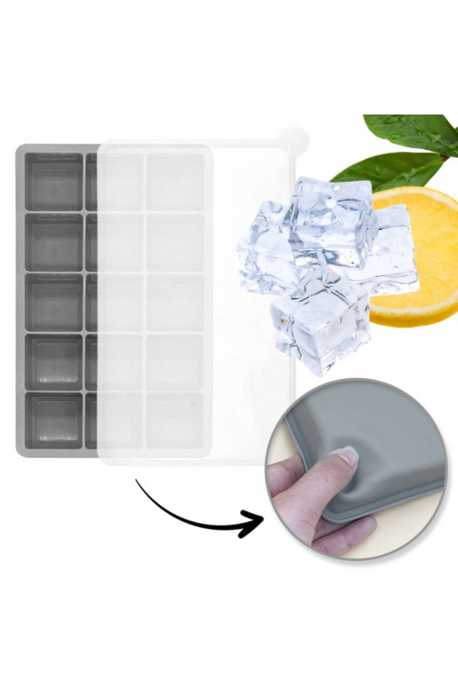 Foremki siliconeowe do kostek lodów 15 kostek, grey FNL04