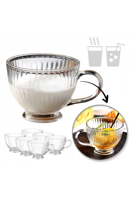 Set 6pcs.  filiżanek szklanek ryflowanych ch 430 ml SZK150