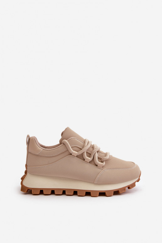 Sports Shoes Sneakers On Platform Made Of Eco Leather Beige Riadella