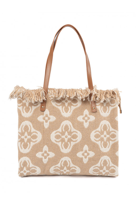 Handbag plażowa on shoulder beige