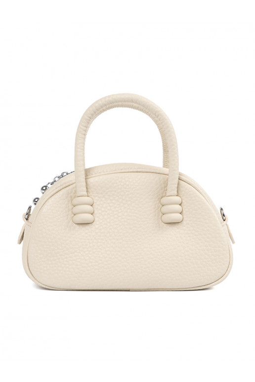 The purse has itła with straps light beige