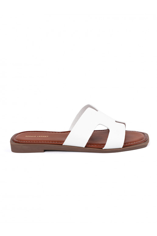 White color slippers  with a square toe