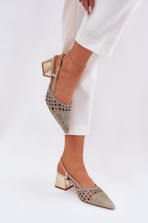 Heels With Braiding And Pointed Toes Gold Resterri