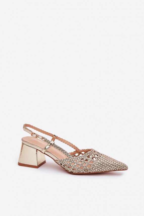 Heels With Braiding And Pointed Toes Gold Resterri