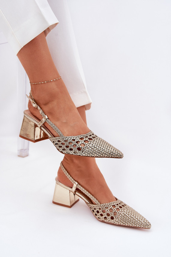Heels With Braiding And Pointed Toes Gold Resterri
