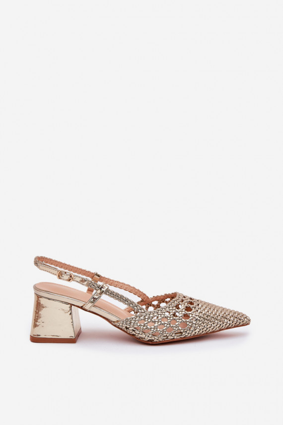 Heels With Braiding And Pointed Toes Gold Resterri