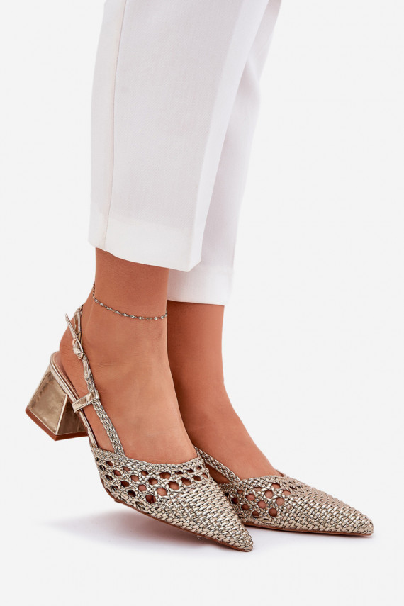 Heels With Braiding And Pointed Toes Gold Resterri