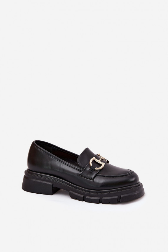 Women's Eco Leather Moccasins With Gold Detail Black Ravalissea