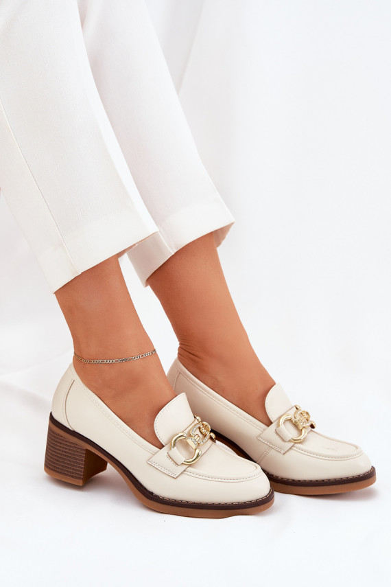 Women's Shoes With Golden Detail On Heel Beige Draciela