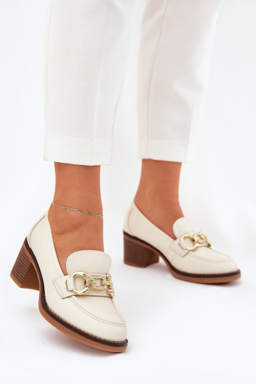 Women's Shoes With Golden Detail On Heel Beige Draciela 2