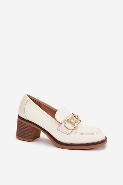Women's Shoes With Golden Detail On Heel Beige Draciela