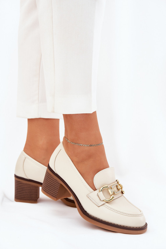 Women's Shoes With Golden Detail On Heel Beige Draciela