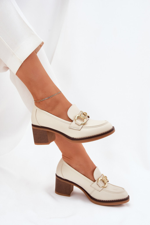Women's Shoes With Golden Detail On Heel Beige Draciela