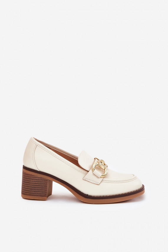 Women's Shoes With Golden Detail On Heel Beige Draciela