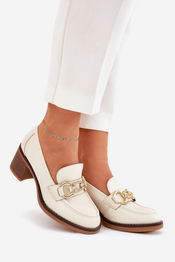 Women's Shoes With Golden Detail On Heel Beige Draciela