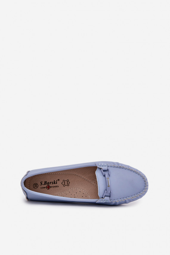 Flat Leather Moccasins With Decoration S.Barski LR51-547 Blue