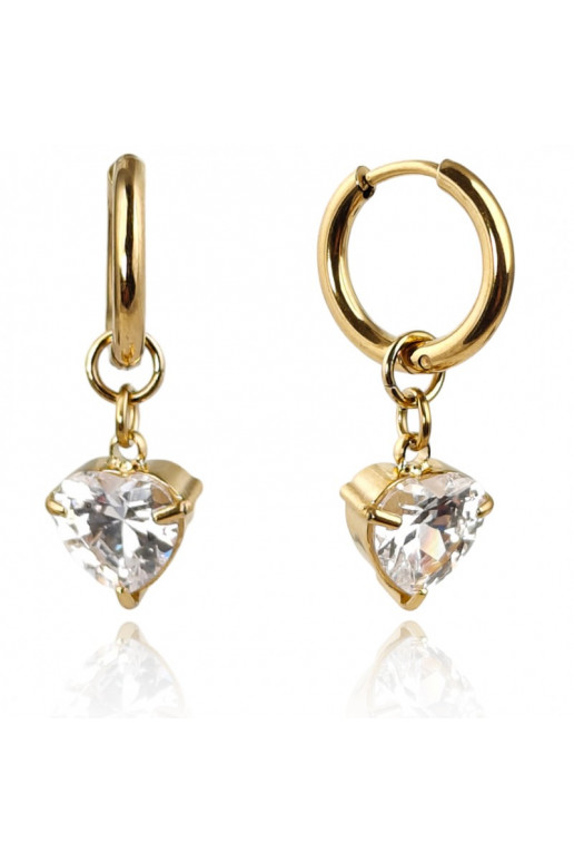 gold color-plated stainless steel earrings cover with gold withcyrkoniami, The heart KST3389