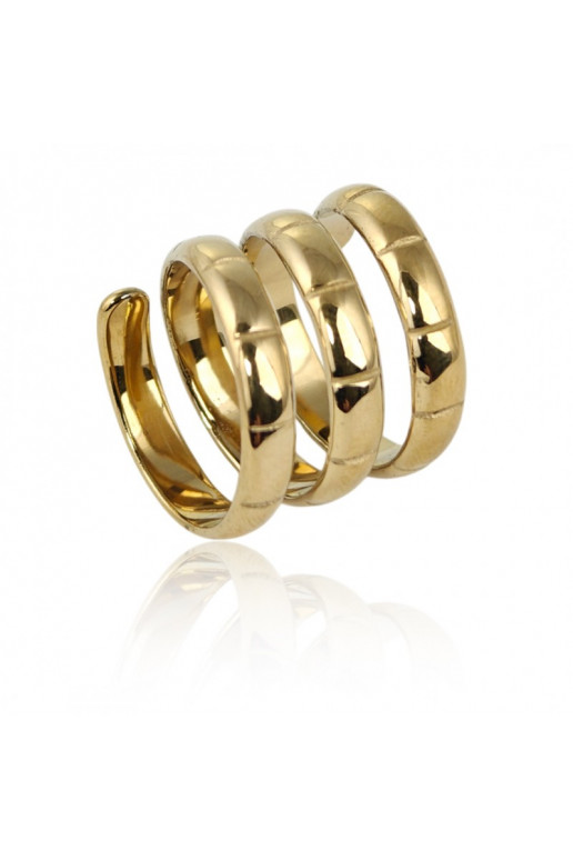 gold color-plated stainless steel ring, spirala PST943, Ring size: US7 - EU14