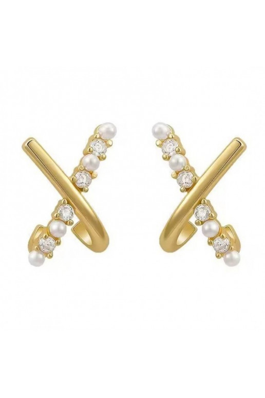 gold color-plated stainless steel earrings cover with goldi perełkami KST3333