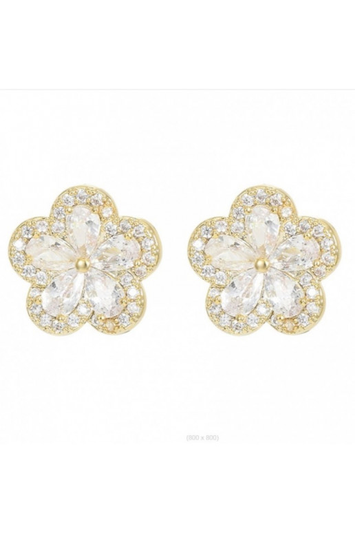 gold color-plated stainless steel earrings cover with gold, cyrkonie,   S925 KST3338