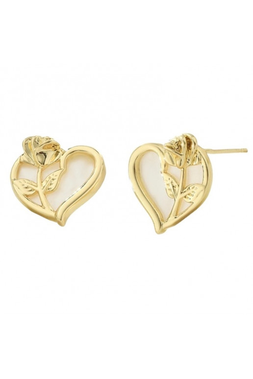 gold color-plated stainless steel earrings cover with gold, The heart pinkA   S925 KST3368