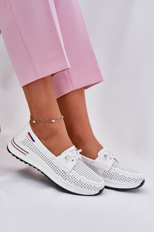 Leather Women's Platform Shoes White Violeth