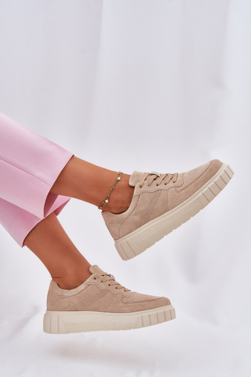 Suede Platform Sneakers Beige Rilwena