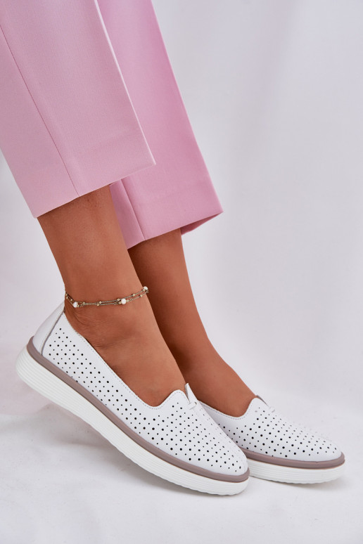 Leather Women's Oxford Shoes White Liaruna