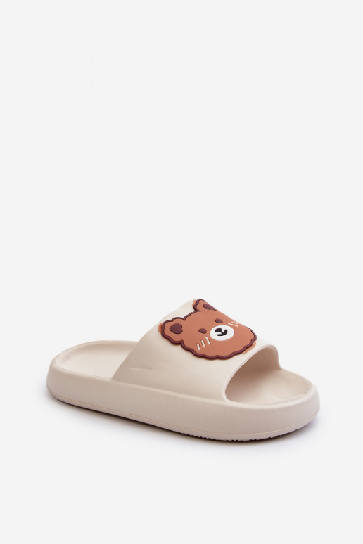 Children's Lightweight Slippers With Teddy Bear White Lindeheta