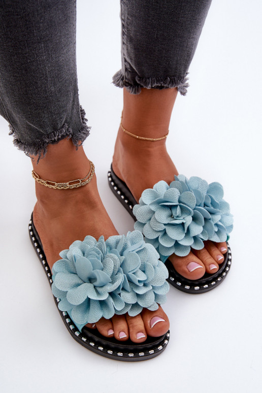 Women's Sandals Decorated with Flowers Black Cellanen