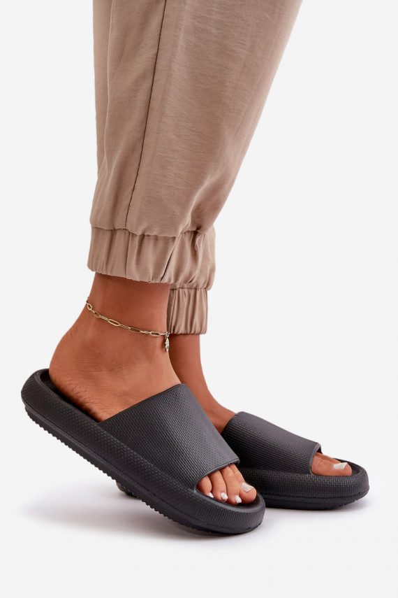 Women's Lightweight Foam Slippers On Thick Sole Black Querceria