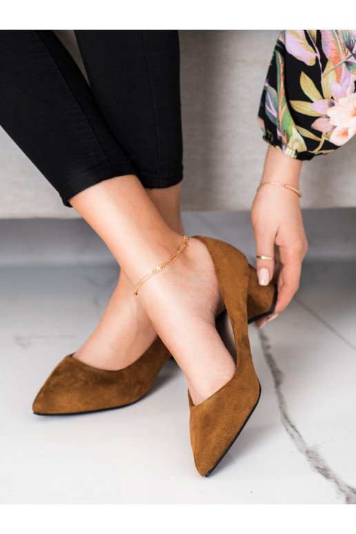 Brown color High heels V-neck