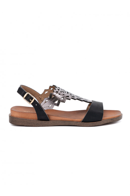 sandals black z ażurowymi zdobieniami
