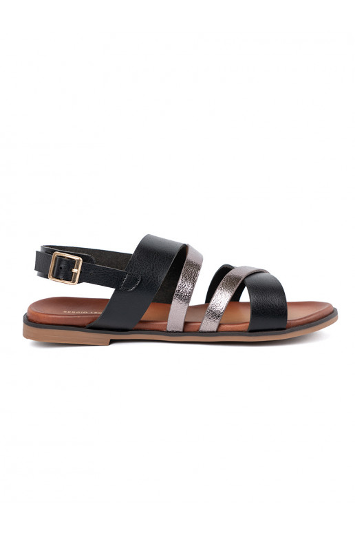 black sandals Sergio Leone ze silvermi paseczkami