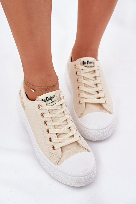 Women's Sneakers On A Platform Beige Lee Cooper LCW-24-44-2464L