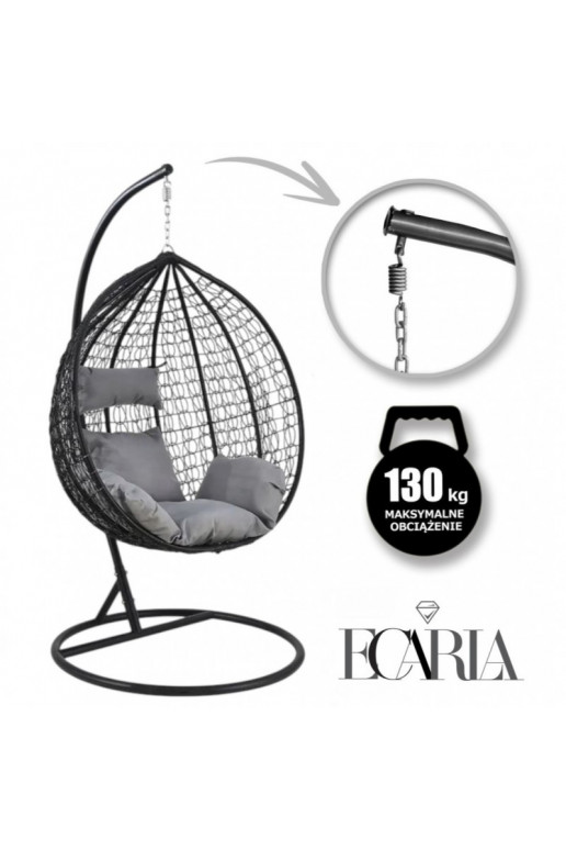Fotel , huśtawka kokon black color withmi cushionmi KR23