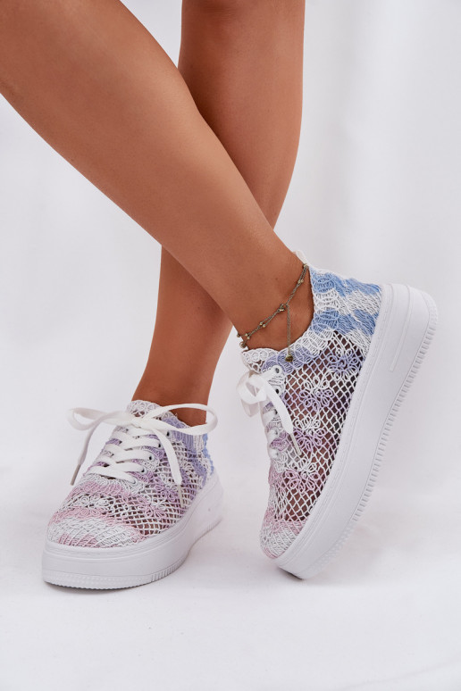 Womens Platform Sneakers With Crocheted Upper Multicolor Mirietto