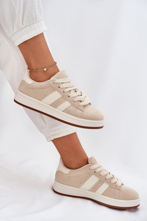 Women's Sneakers Made Of Eco Suede Beige Arlenina