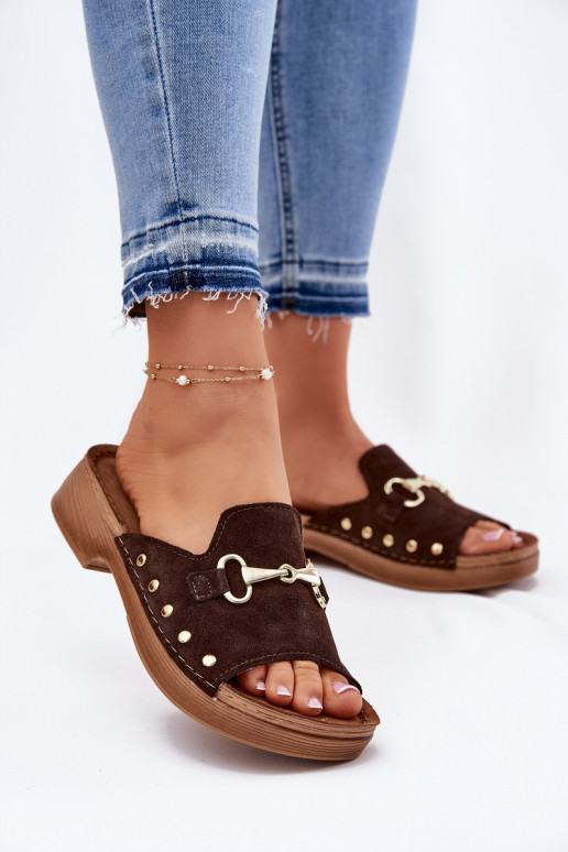 Women's Suede Slippers Inblu TF0002KU Brown