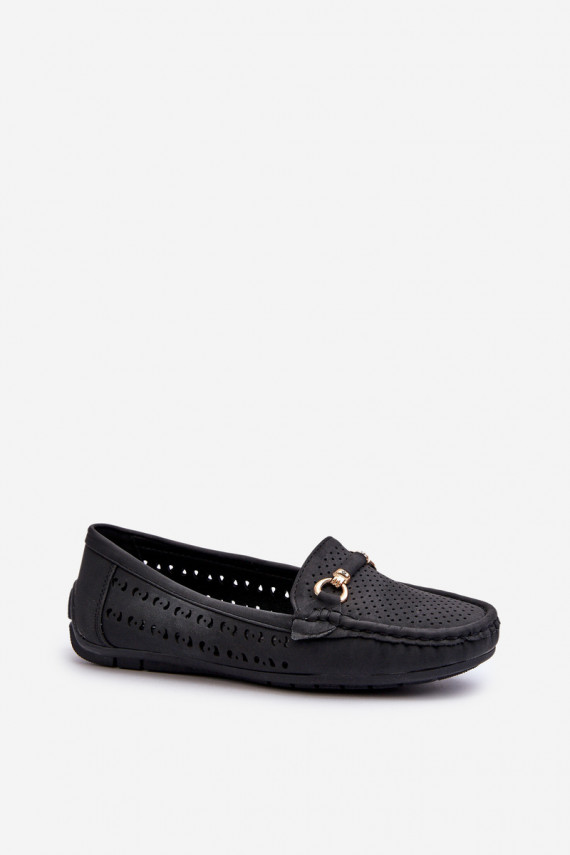 Women's Black Lattice Loafers Rasirna