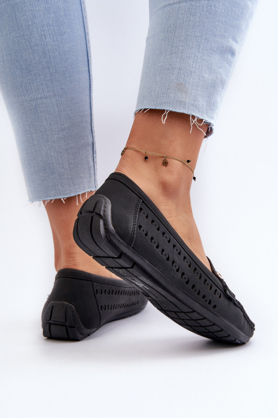 Women's Black Lattice Loafers Rasirna